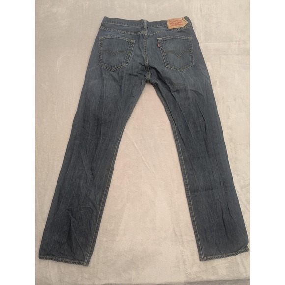 Levis 501 Jeans Mens 33x32 Blue Medium Wash Straight Leg Button Fly Denim - Picture 7 of 14